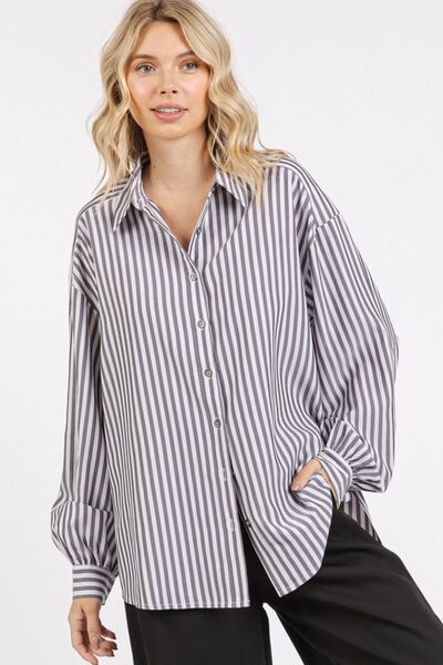 Mittoshop Button Down Striped Long Sleeve Shirt