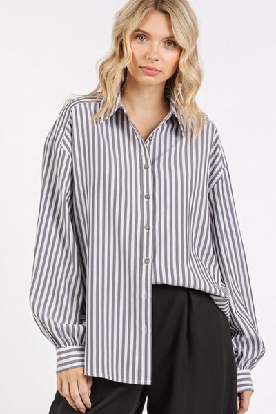 Mittoshop Button Down Striped Long Sleeve Shirt