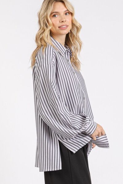 Mittoshop Button Down Striped Long Sleeve Shirt