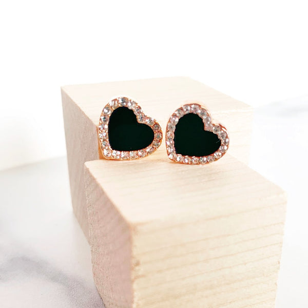 ClaudiaG Onyx Heart Earrings