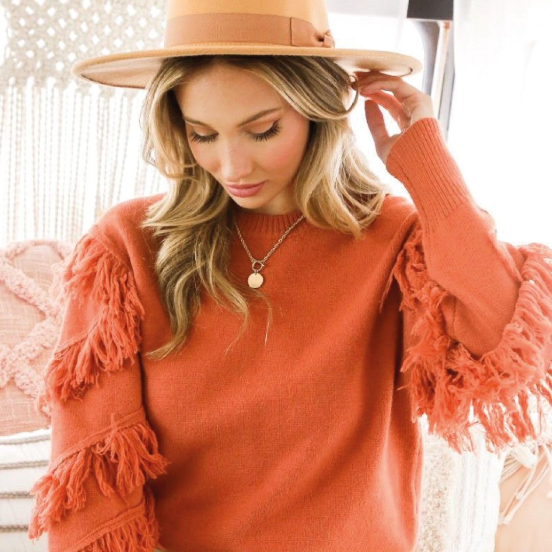 Tassel sleeve sweater sale